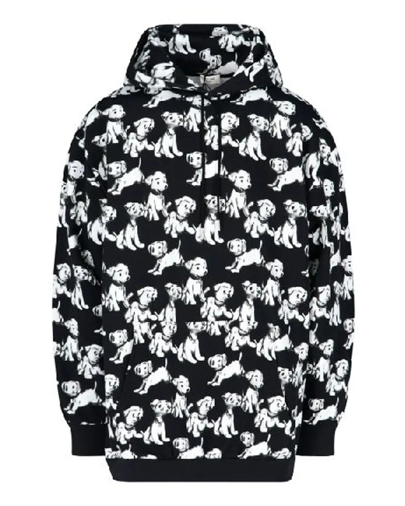 Celine Kapuze -Druckhunde Sweatshirt Schwarz