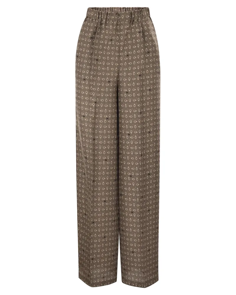 Max Mara Mxmvischio bedruckte Seidenhose Brown