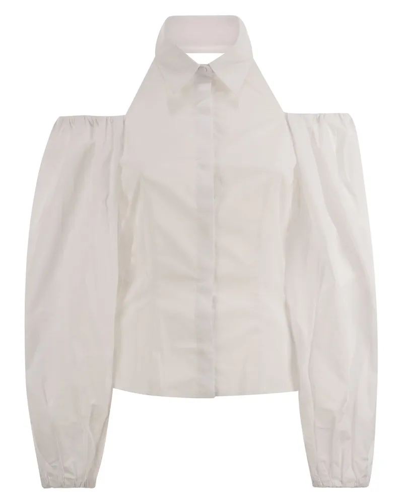 MVP Wardrobe MVP -Kleiderschrank -Baumwollhemd mit Ballonärmelen White
