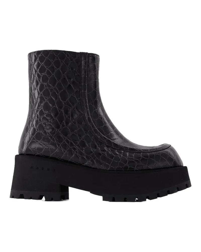 Marni Reißverschlussstiefel in schwarzem Leder Black