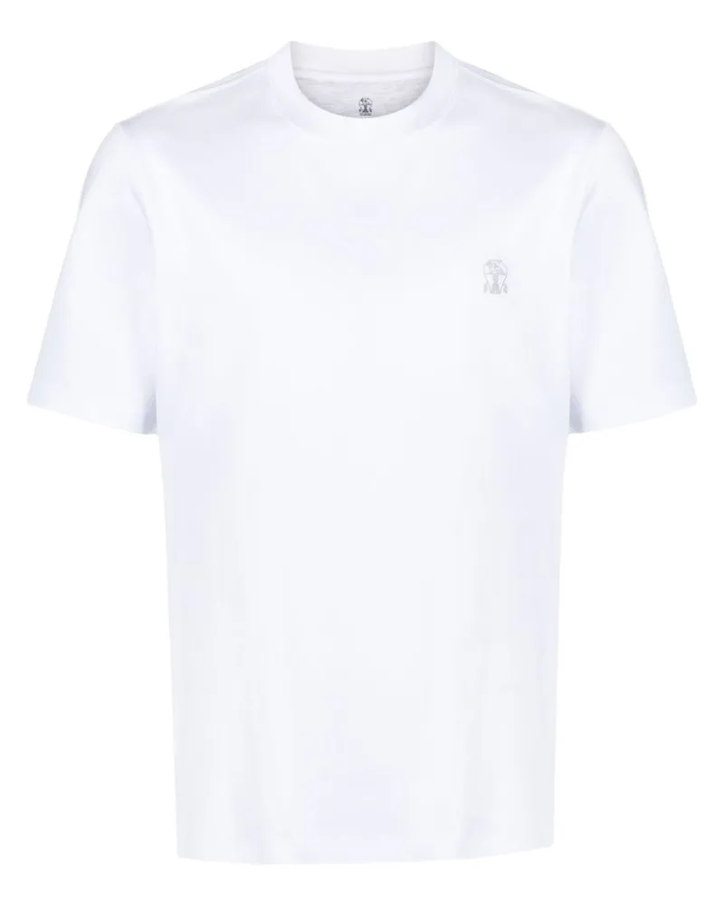 Brunello Cucinelli T-Shirt aus Baumwolle mit Logo White