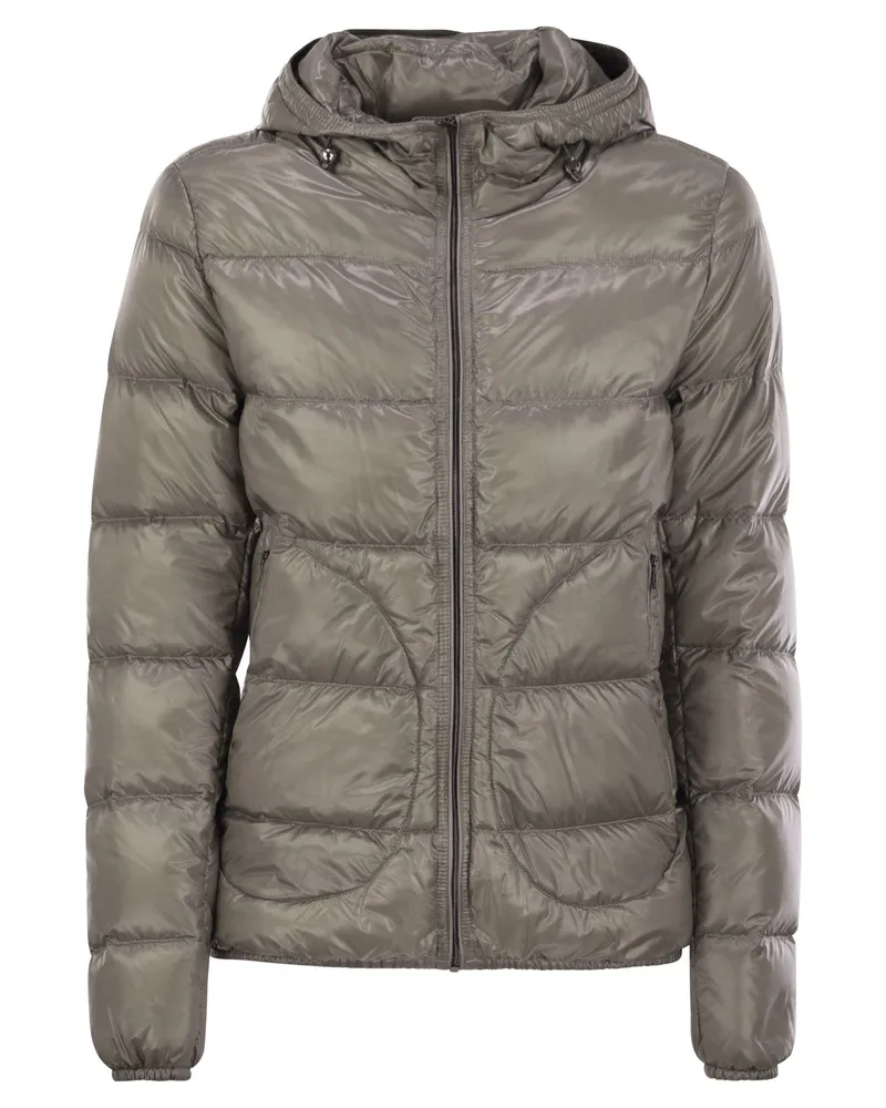 Herno Ultralight Nylon Down Bomber Jacke Turtledove