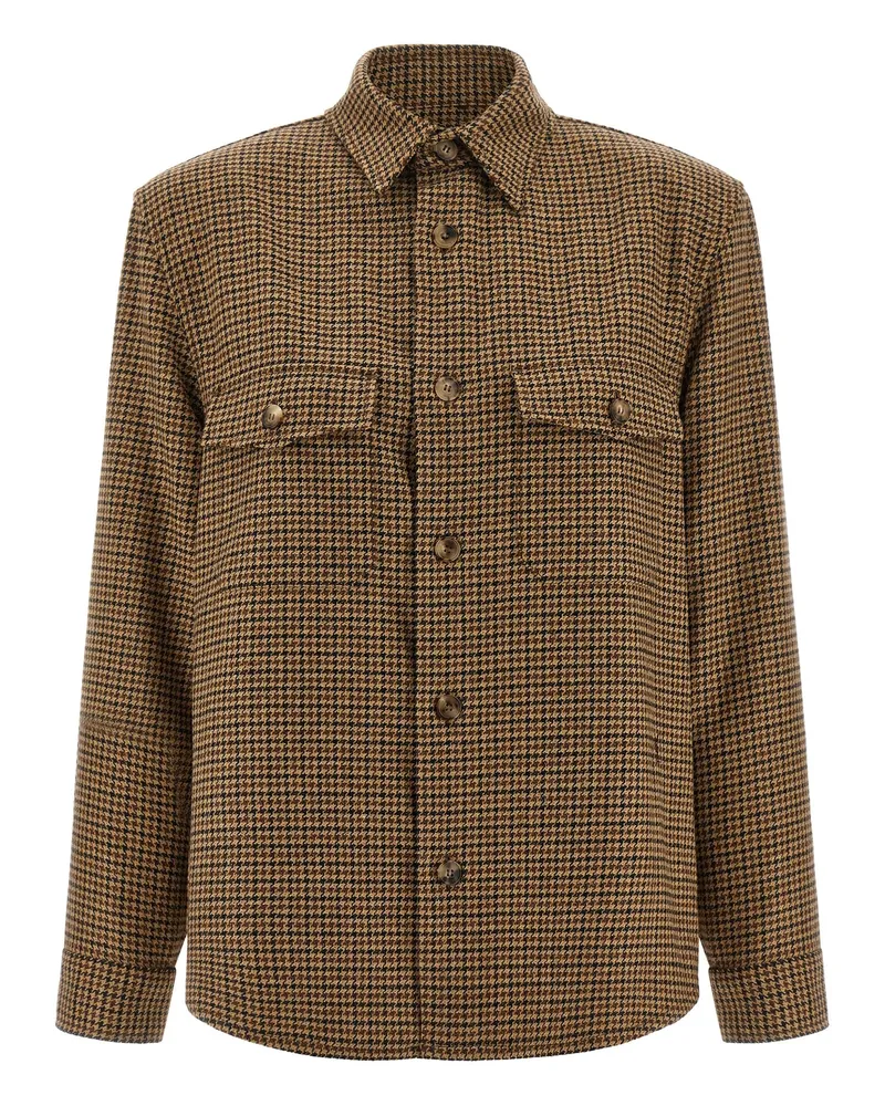 Saint Laurent Hahnentritt-Überhemd Brown