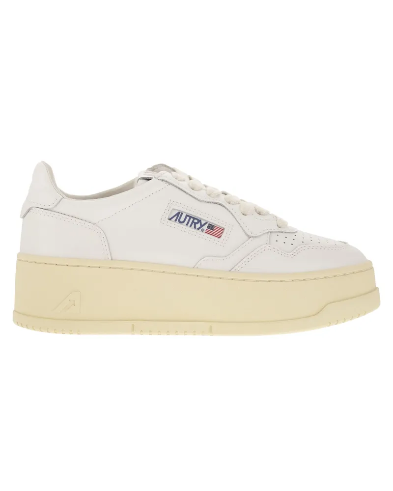 AUTRY Medalist Platform Leder Trainer White