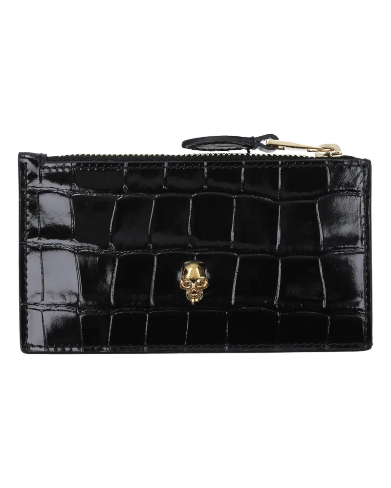 Alexander McQueen Damens Schwarzes Lederportemonnaie -