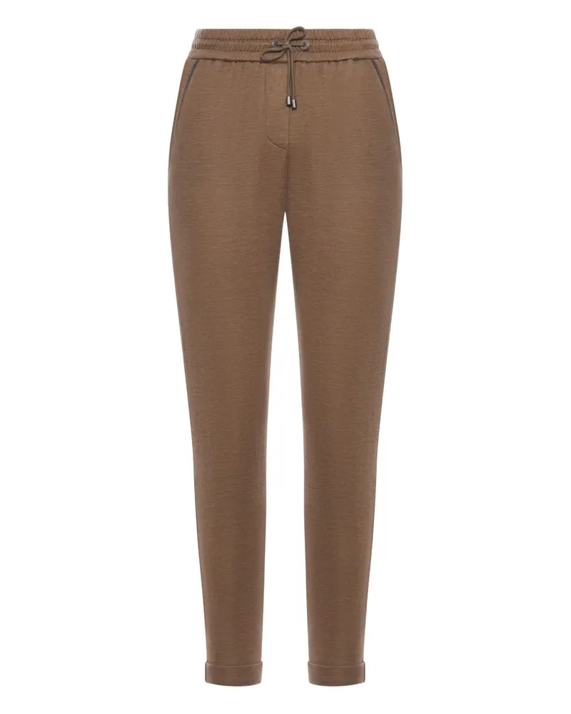Brunello Cucinelli Baumwolle und Seidenmischhose Brown