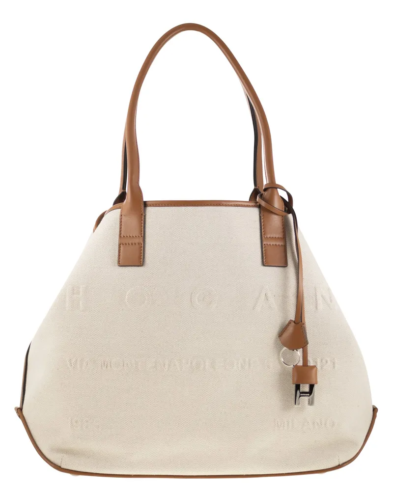 Hogan Medium Canvas Einkaufstasche Cream