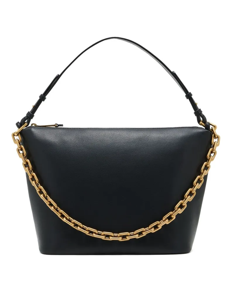 Emporio Armani Leder mittelgroße Hobo -Tasche Black