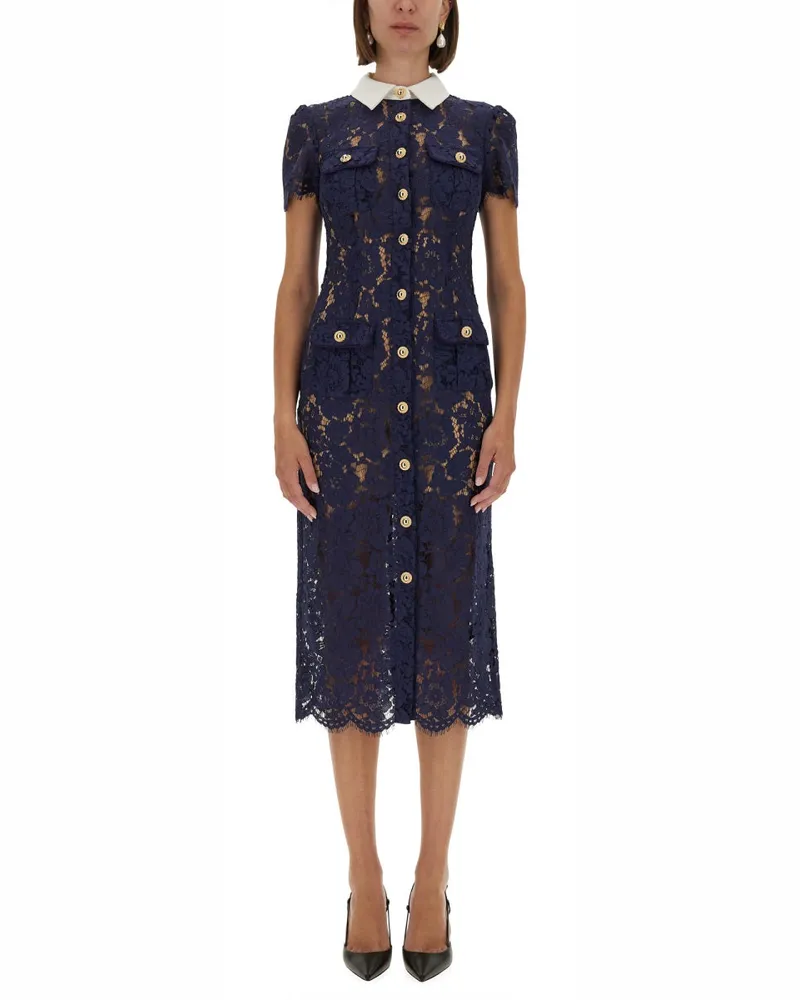 Self-Portrait Self -Portrait -Spitze Midi Kleid Blue