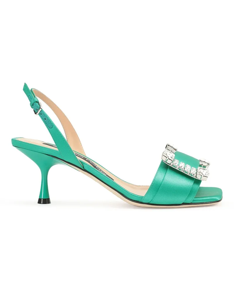 Sergio Rossi SR Twenty 060 Satin Sandalen Green