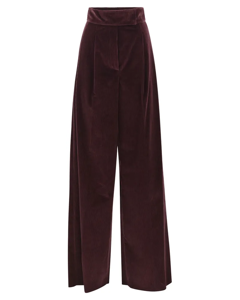 Max Mara Bosso1234 Samthose mit weitem Bein Bordeaux