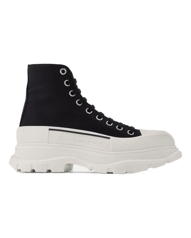 Alexander McQueen Tread Slick Sneakers  Black/White Canva Black