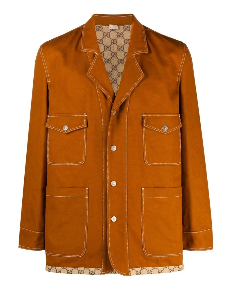 Gucci Gg Reversible Jacke Braun