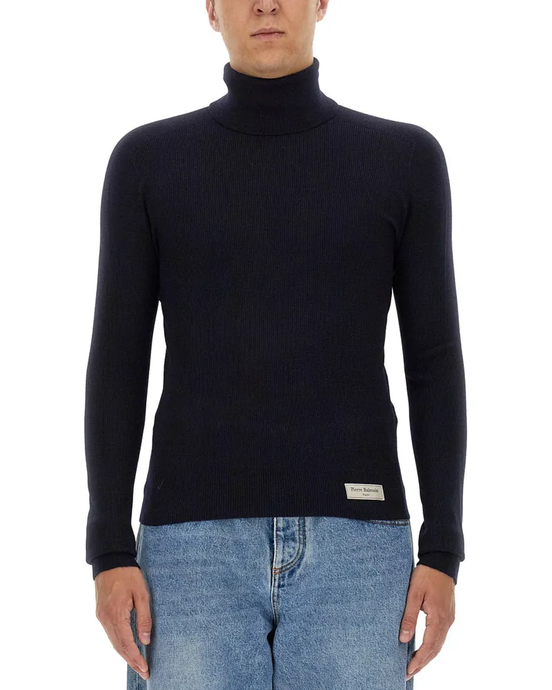 Balmain Rollkragenpullover Hemd Blue