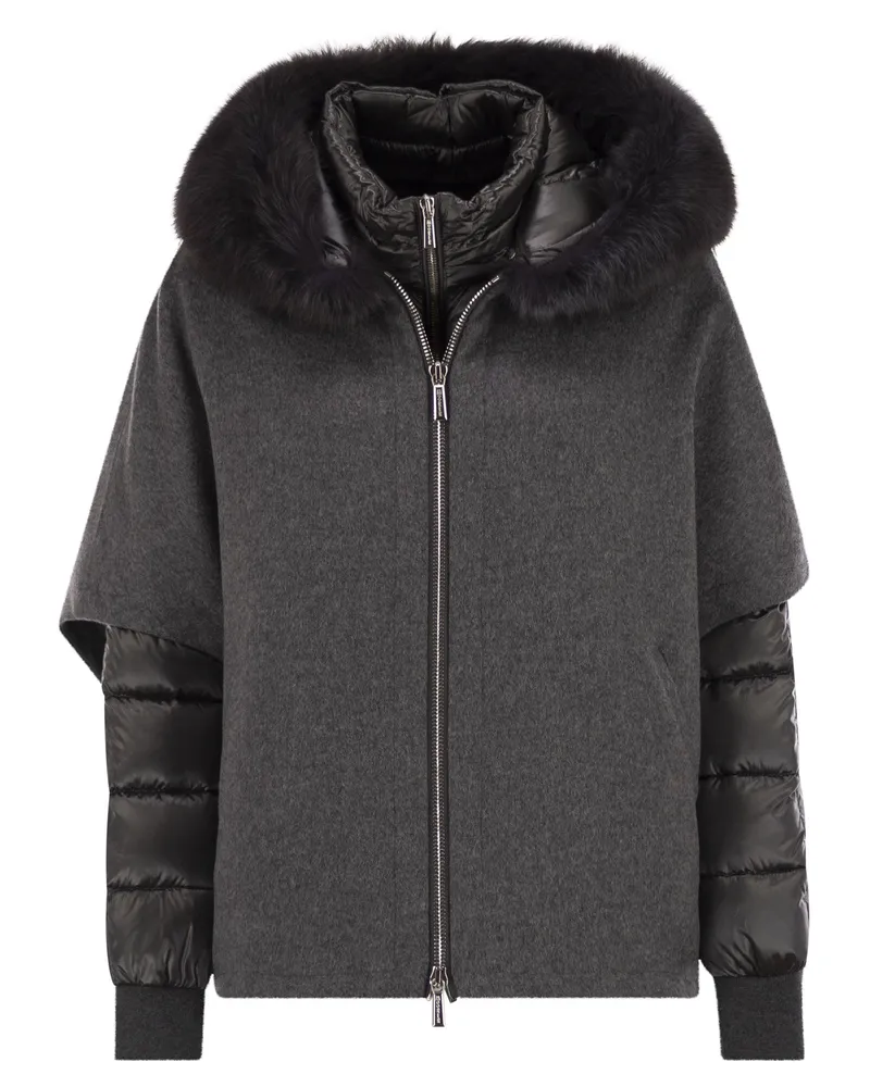 MOORER Pegaso Daunenjacke mit abnehmbarer Kapuze Anthracite