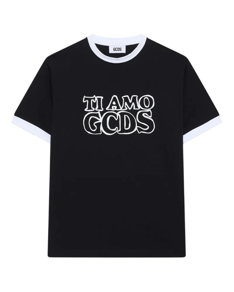 GCDS Ti Amo GCDs" umrissen Logo T -Shirt Nero