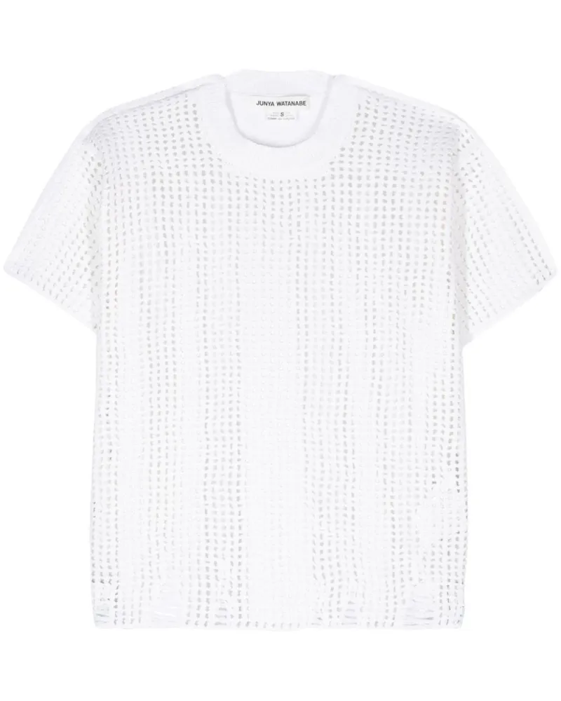 Junya Watanabe Opne Strick Crewneck T -Shirt White