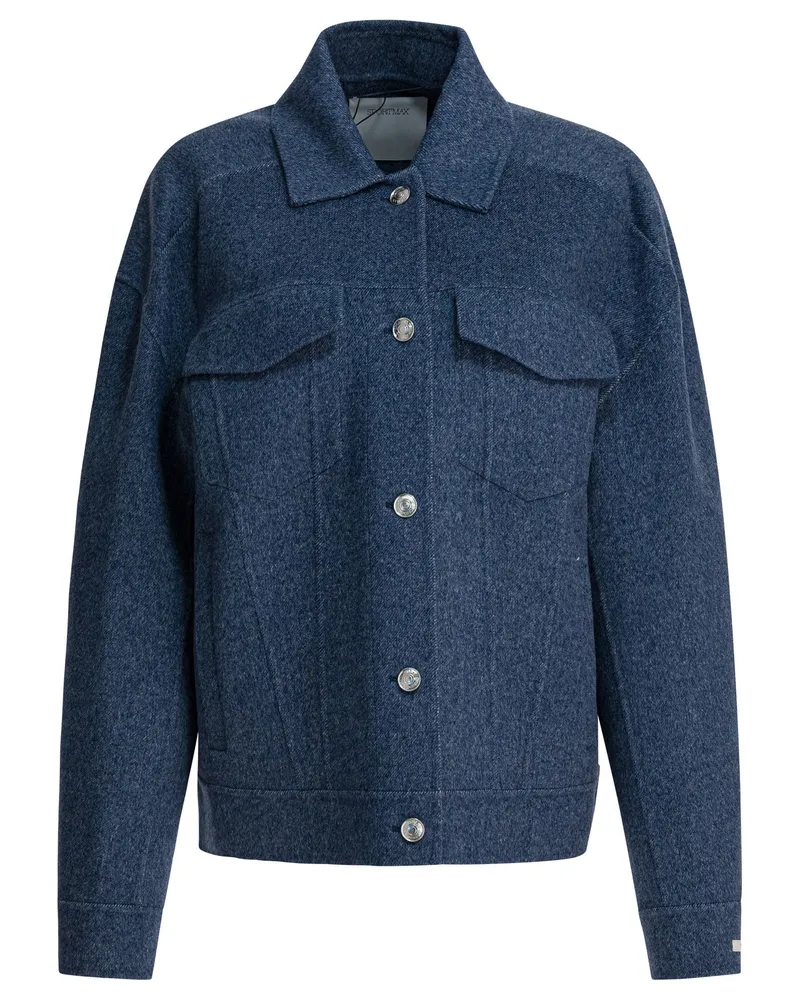Max Mara Overshirt-Jacke aus Wolle Blue
