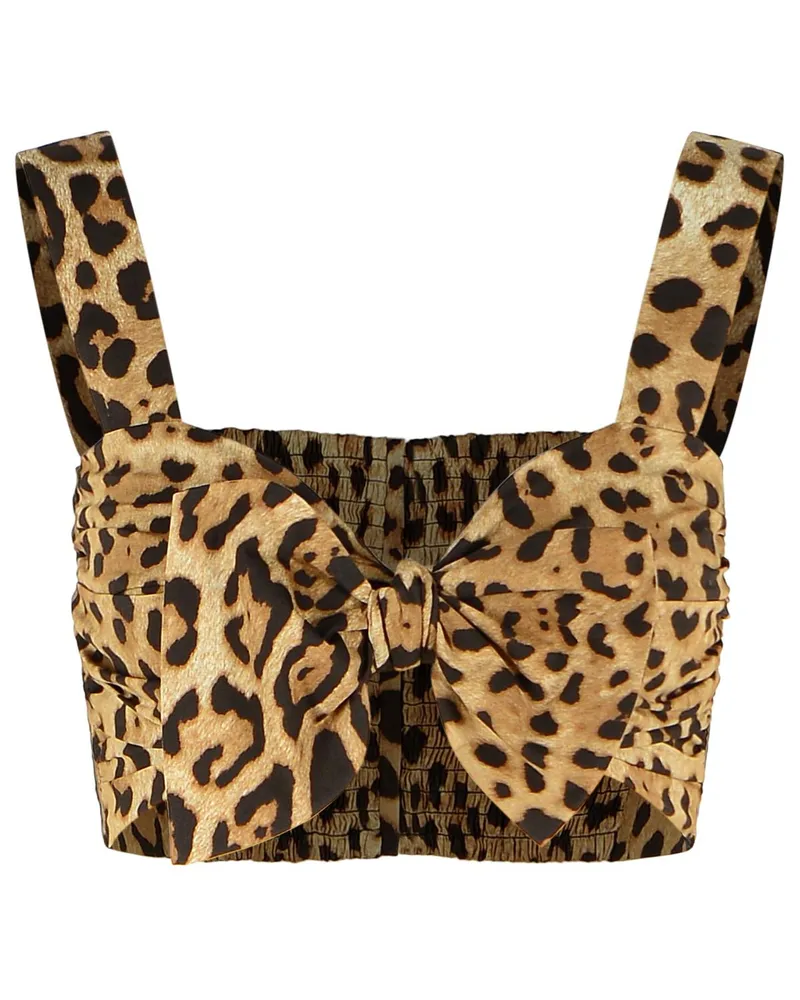 Dolce & Gabbana Baumwoll-Bustier mit Leopardenmuster Brown