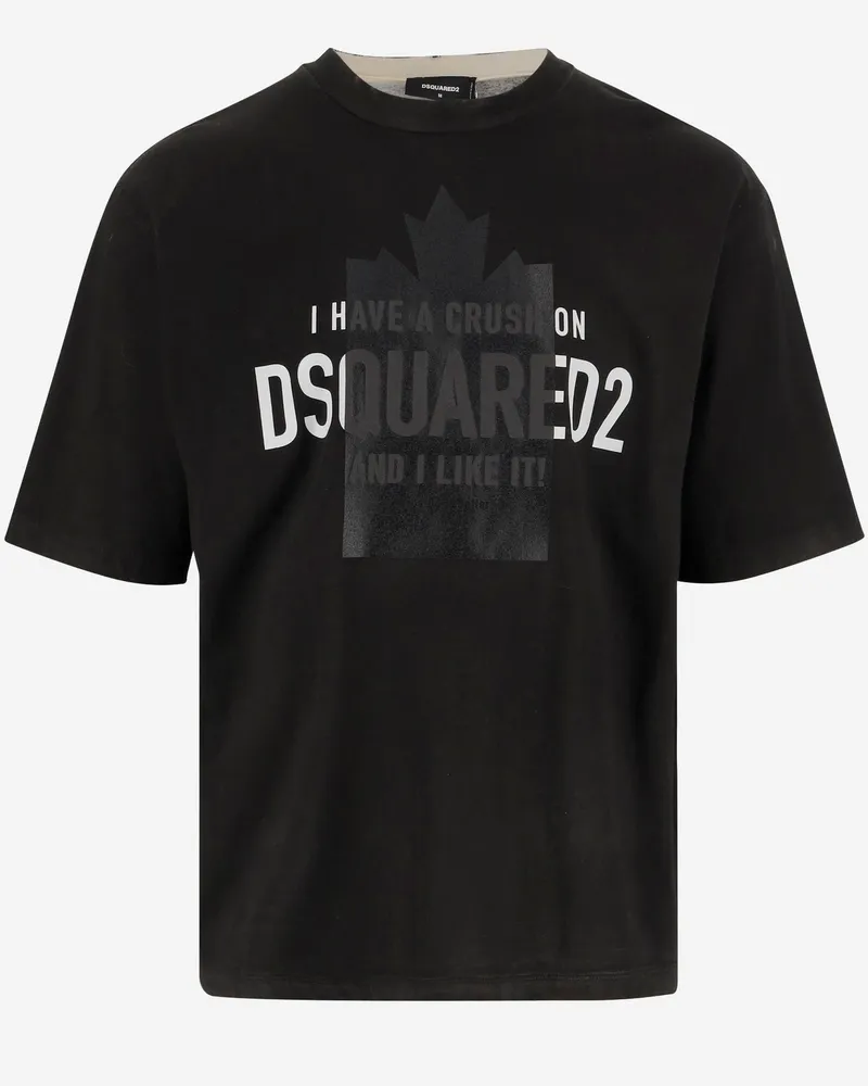 Dsquared2 Baumwoll -T -Shirt mit Logodruck Black