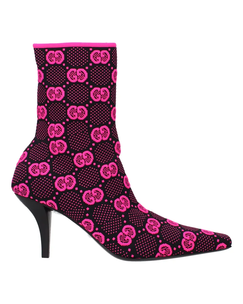 Gucci Damens Stiefel Stoff Schwarz/Fuchsia Fluo -
