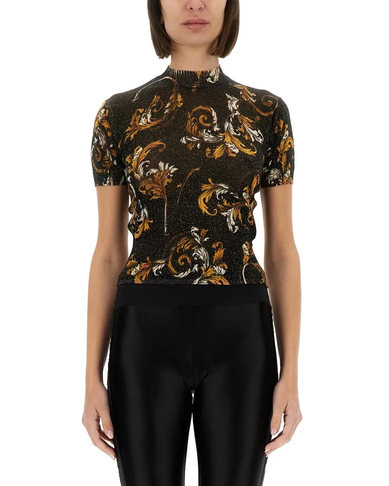 Versace Jeans Umriss Barock" gestrickt T -Shirt Black