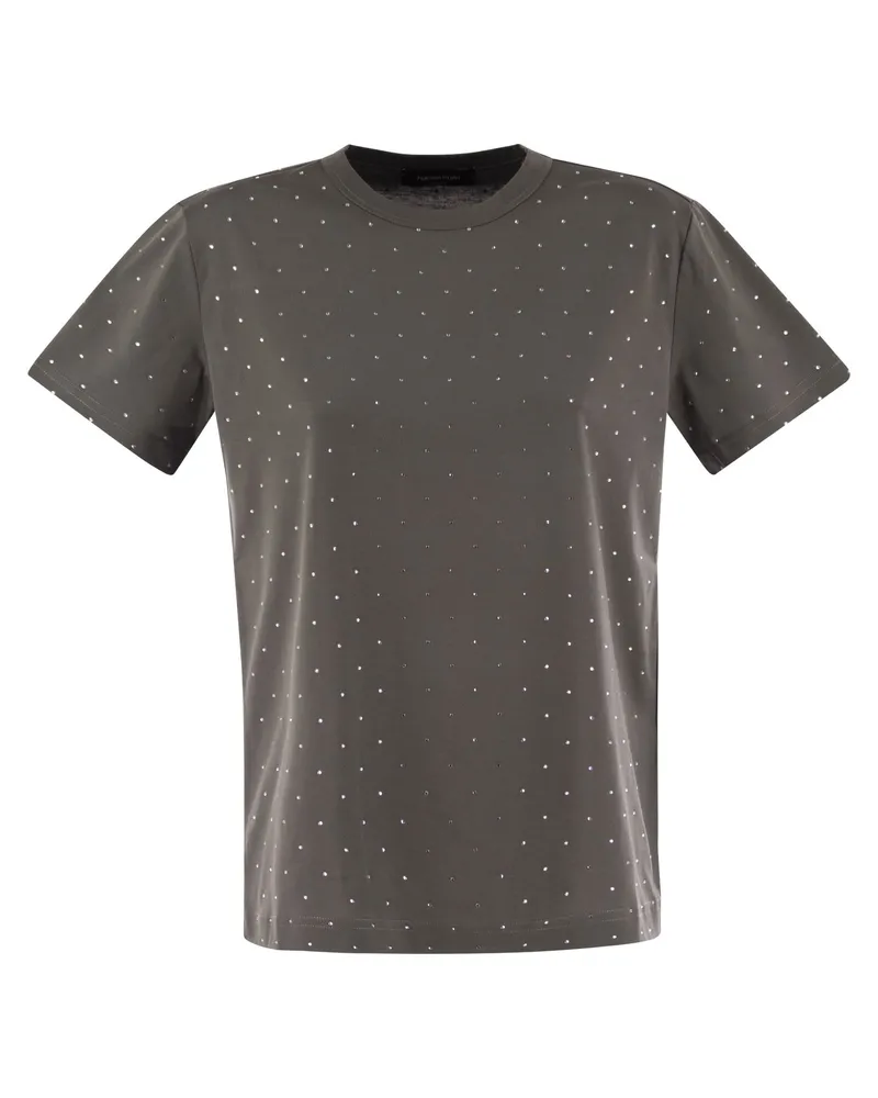 Fabiana Filippi Jersey T -Shirt mit überall Stickerei Grey