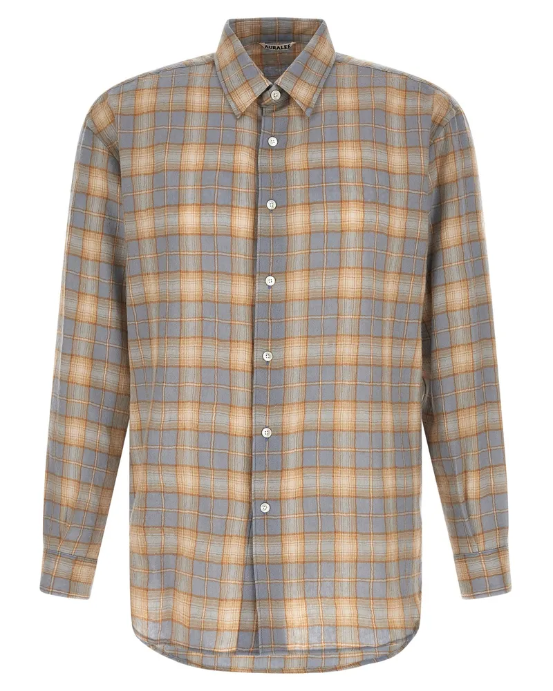 AURALEE Hemd „Airy Wool Check Light