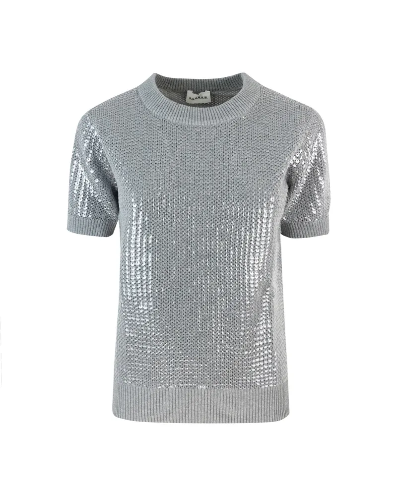P.A.R.O.S.H. P.A.R.O H. T -Shirt in Maglia Cobalto Grigia Grey