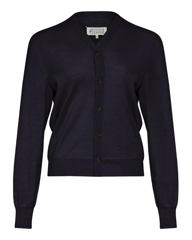 Maison Margiela Wool gegen Hals -Strickjacke Blue