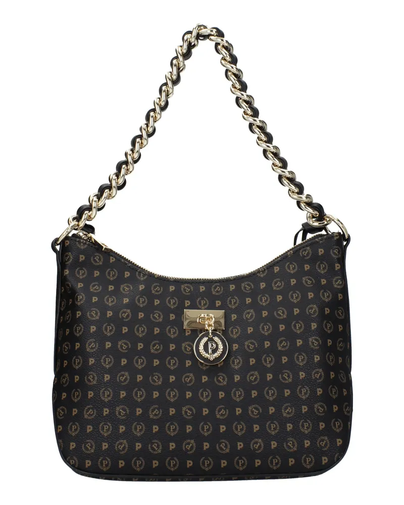 Pollini Damens Umhängetaschen PVC Schwarz/Schwarz -