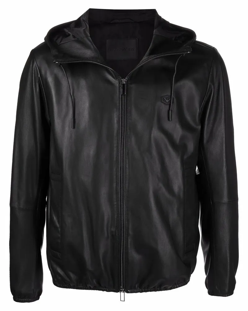 Emporio Armani Reißverschluss Lederjacke Black