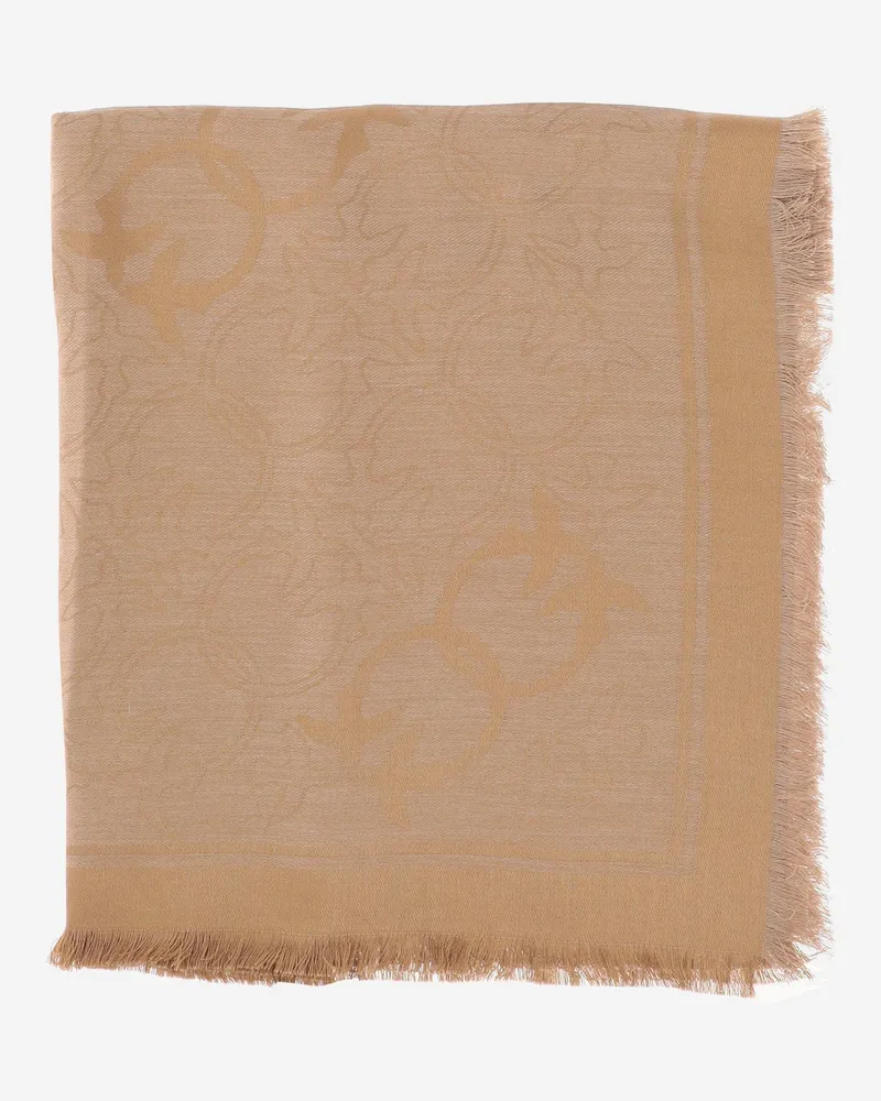 Pinko viskose mischt Schal mit Liebesvögeln Muster Beige