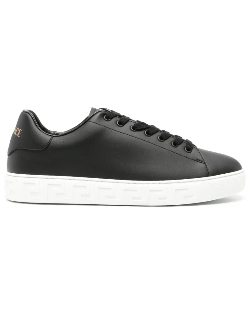 Versace Greca Leder -Turnschuhe Black