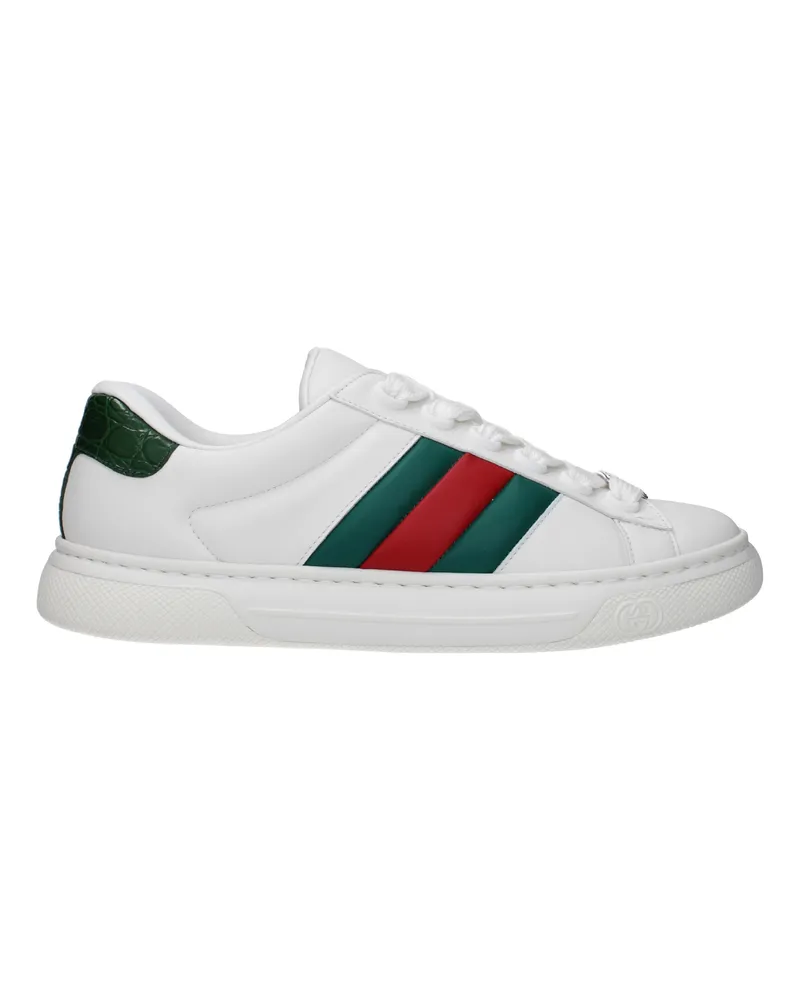 Gucci Ace Sneakers Herrens Leder Weiß/Grün -