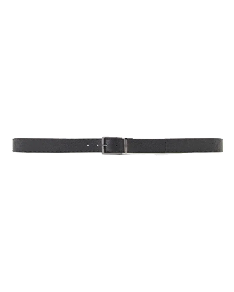 Emporio Armani Cintura Reversibile in Pelle Stampa Palmellata Nero