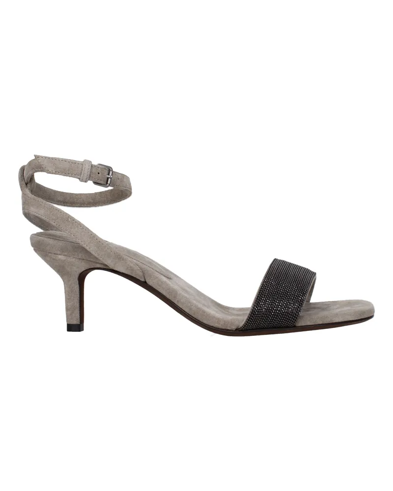 Brunello Cucinelli Damens Sandalen Wildleder Grau -