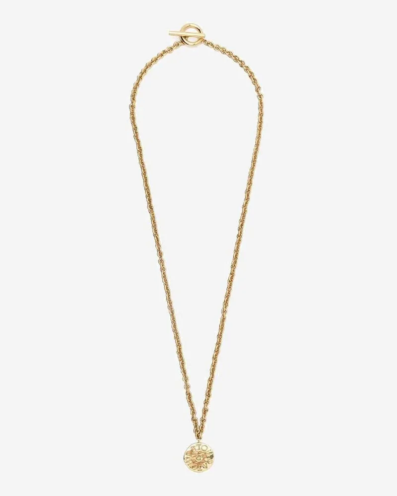 Patou Messing Halskette mit Logo -Charme Golden