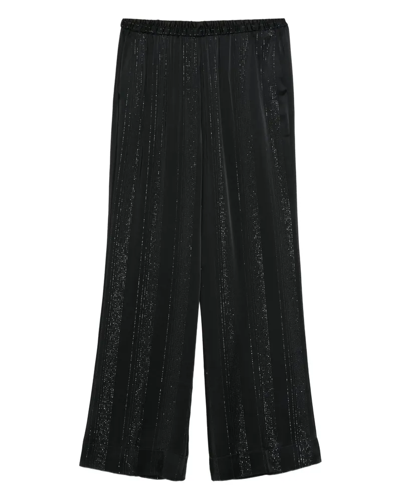 forte_forte Silber Striped Satin reguläre Taillenhose 