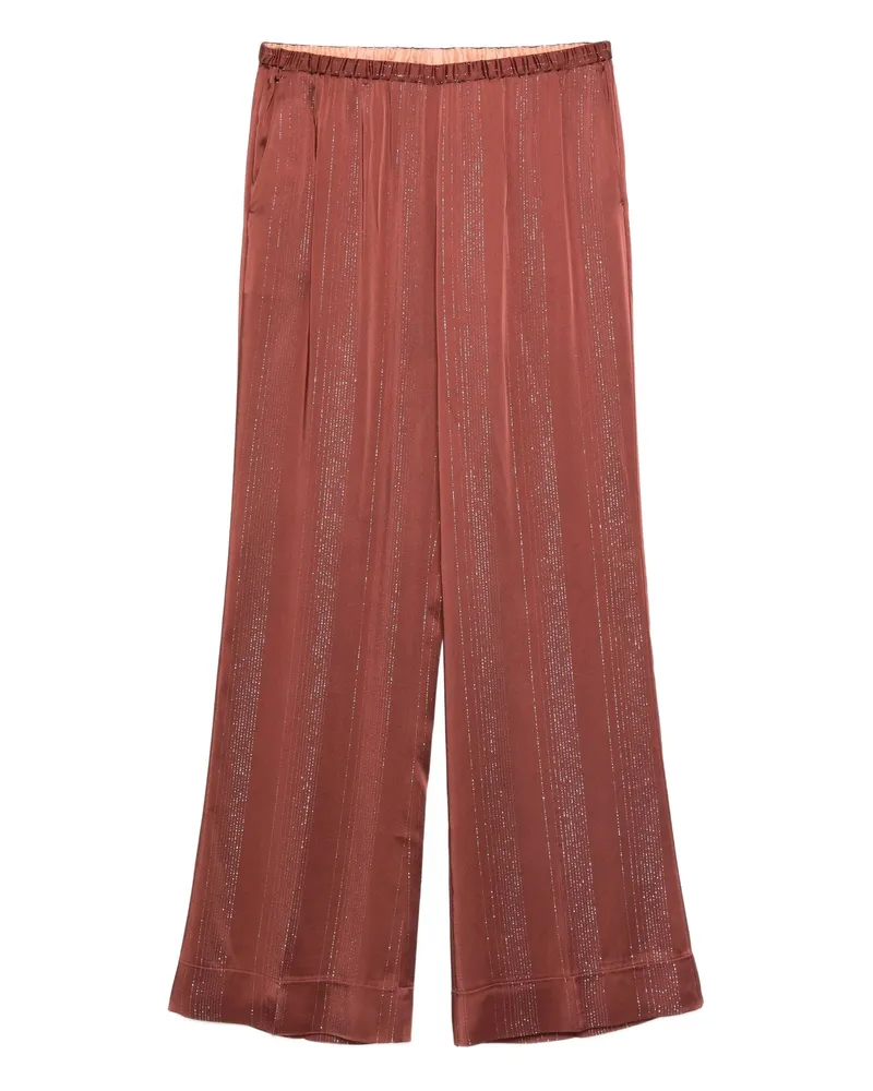 forte_forte Silber Striped Satin reguläre Taillenhose 