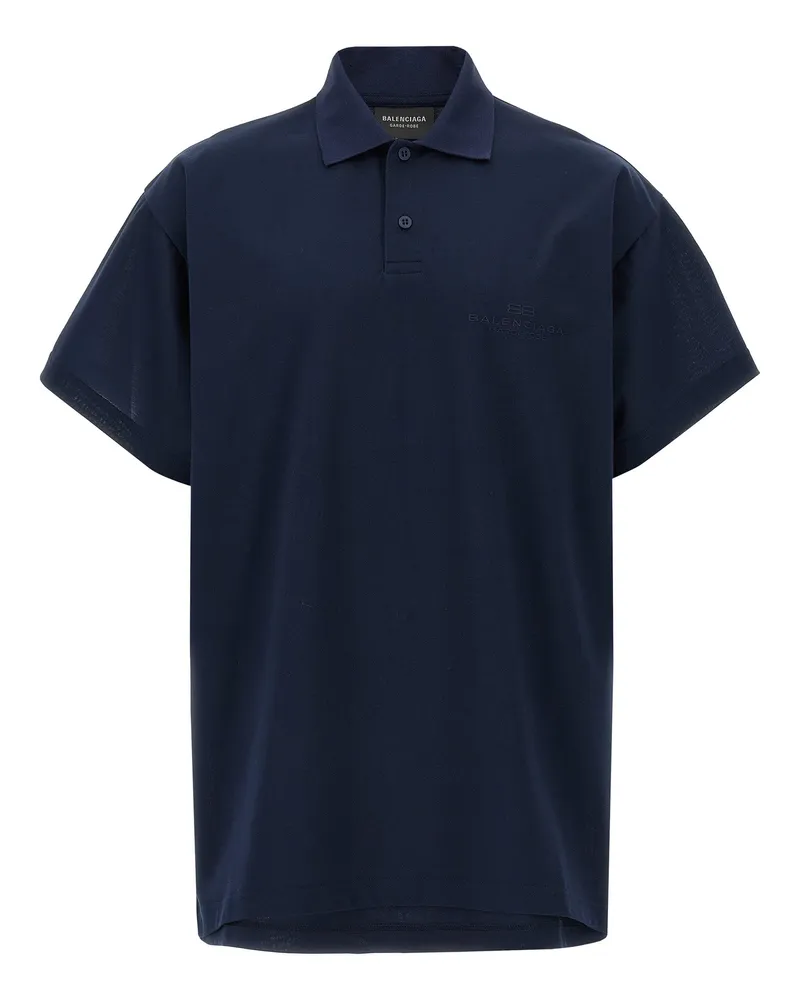 Balenciaga Poloshirt mit -Stickerei Blue