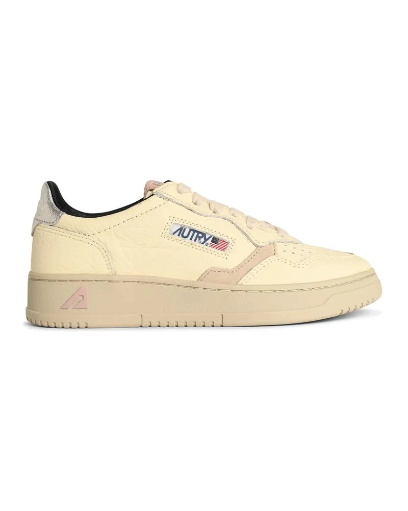 AUTRY Medaillengewinner niedriger' Silber- und Pulver -Lear -Sneaker Ivory