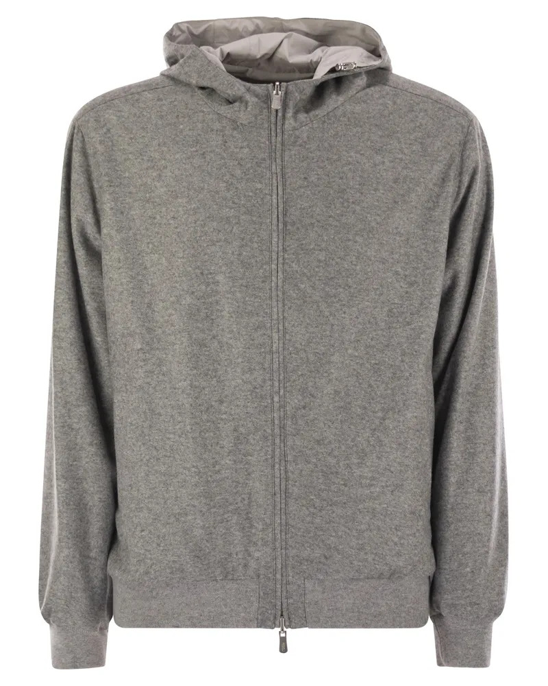 Fedeli reversible Bomberjacke mit Kapuze im Kaschmirflanell und Airstop Grey