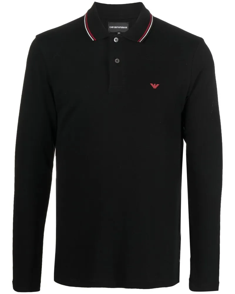 Emporio Armani Logo Cotton Polo -Hemd Black