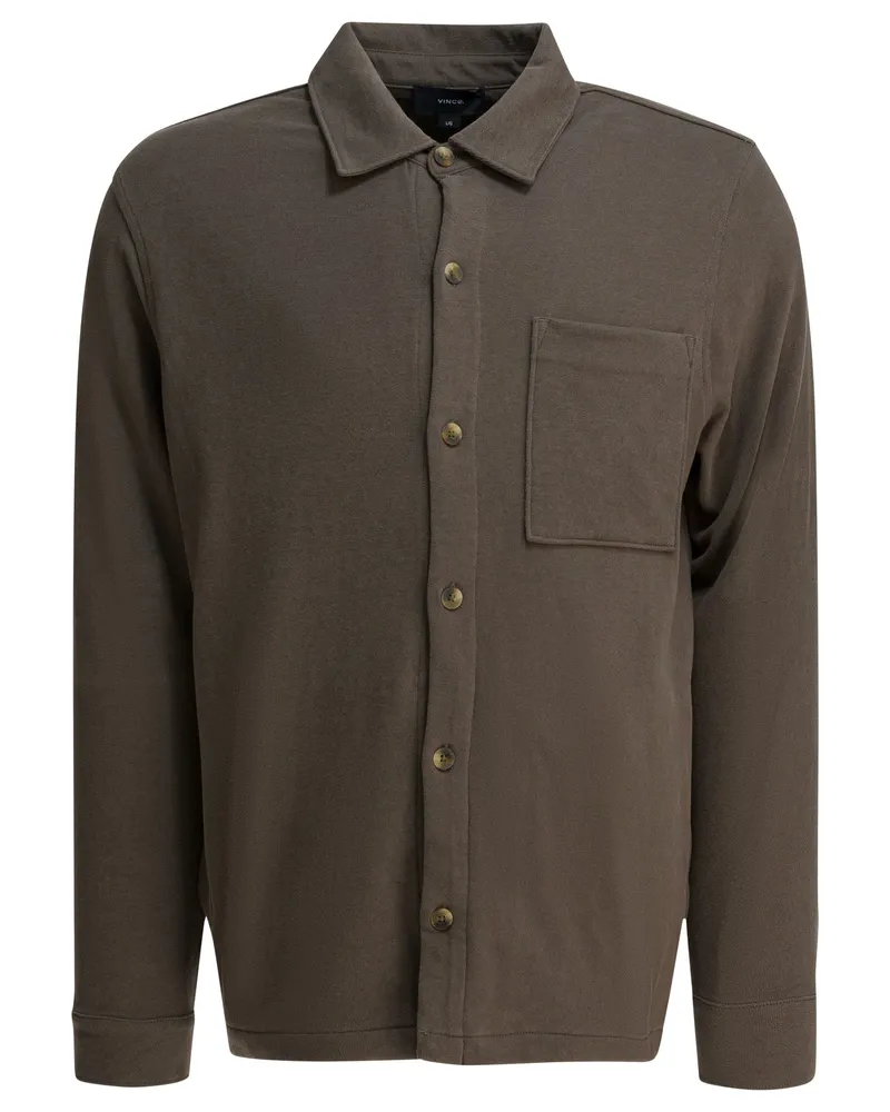 Vince Overshirt-Jacke aus Baumwoll-Wildleder Brown