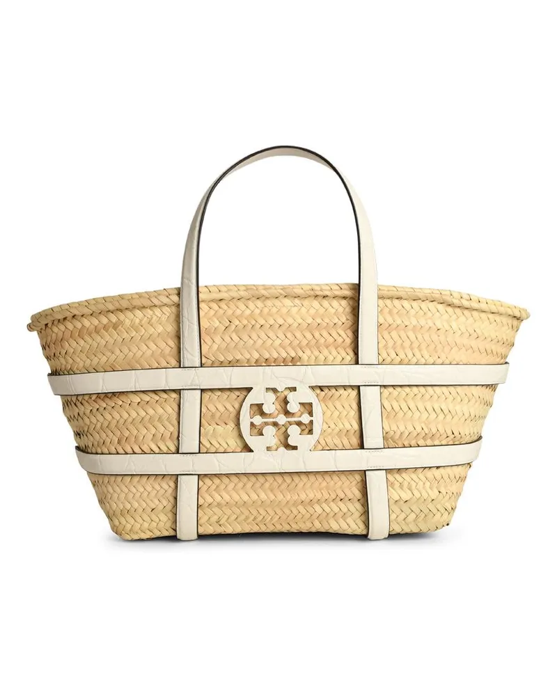 Tory Burch Ella' weißer Korb Strohhalm Einkaufstasche White
