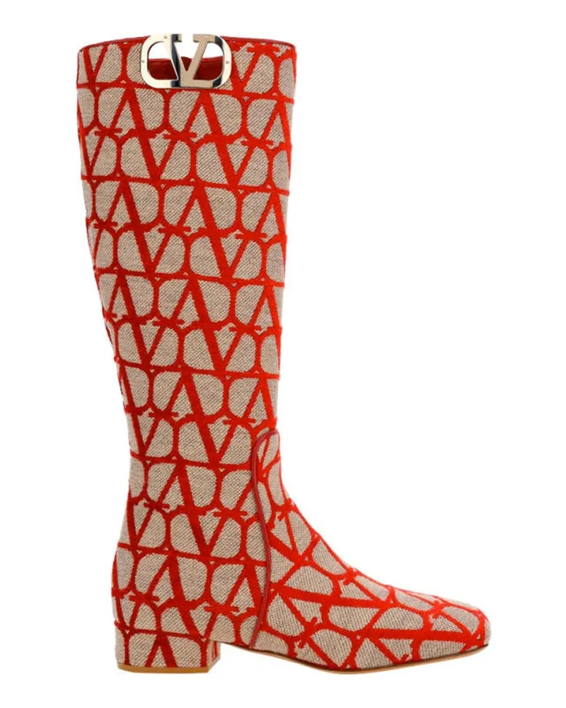Valentino Garavani Valentino Garavani Canvas Logo -Stiefel Beige