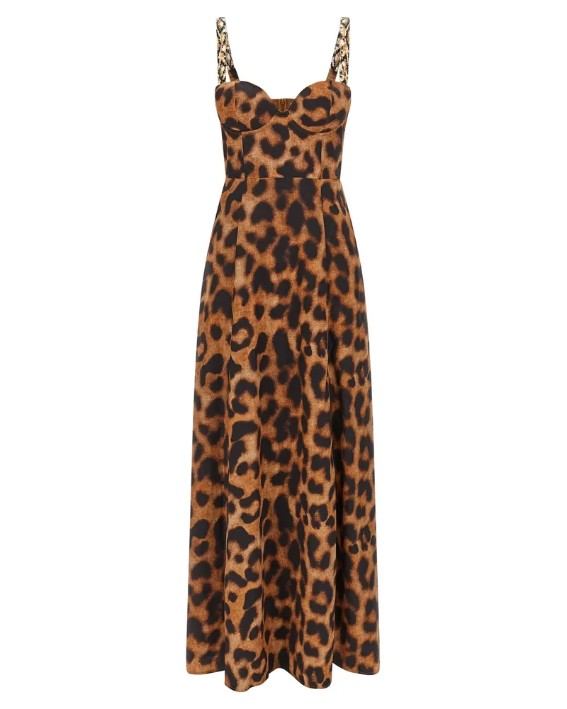 L'Agence Kleid mit Animal-Print Brown