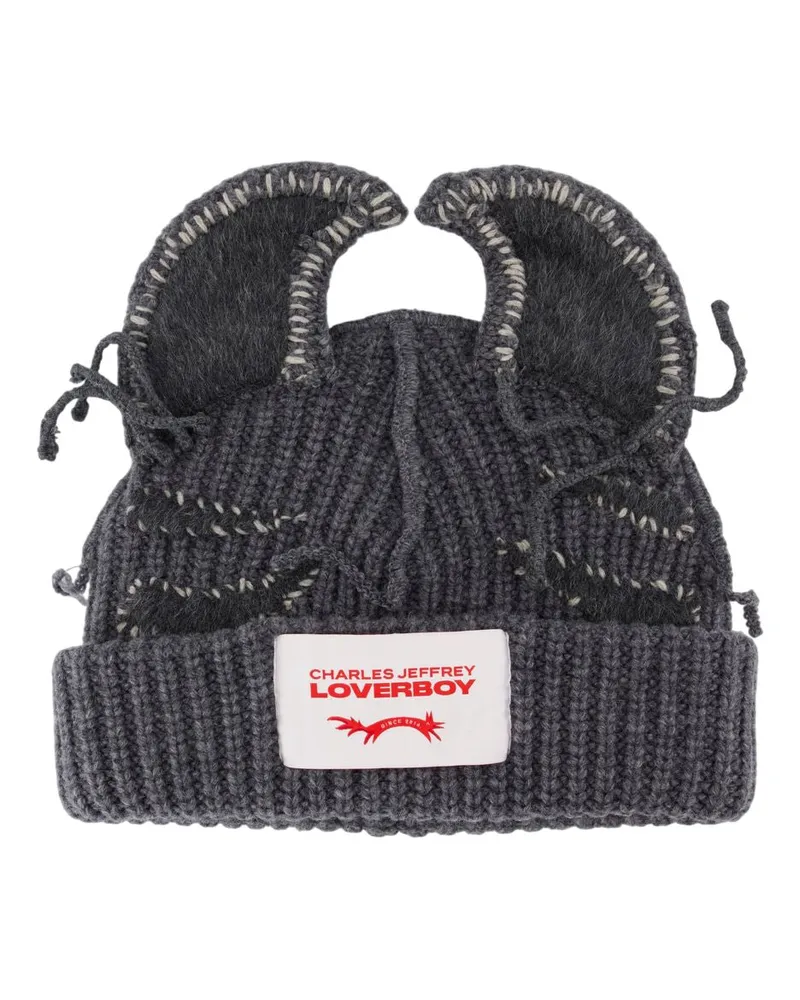 Charles Jeffrey Loverboy Artisanal Ears Beanie  Baumwolle Grau Grau