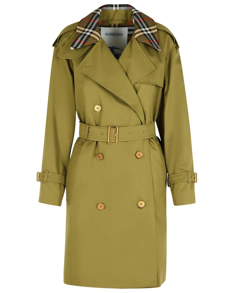 Burberry Short Green Baumwoll 'Castleford' Trenchcoat Green